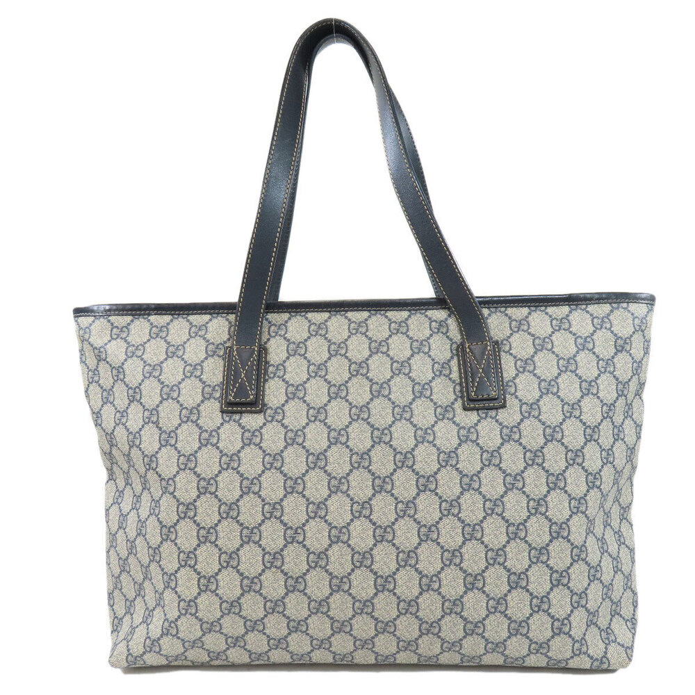 Gucci Supreme leather GG tote navy trim handles canvas Blue bag top